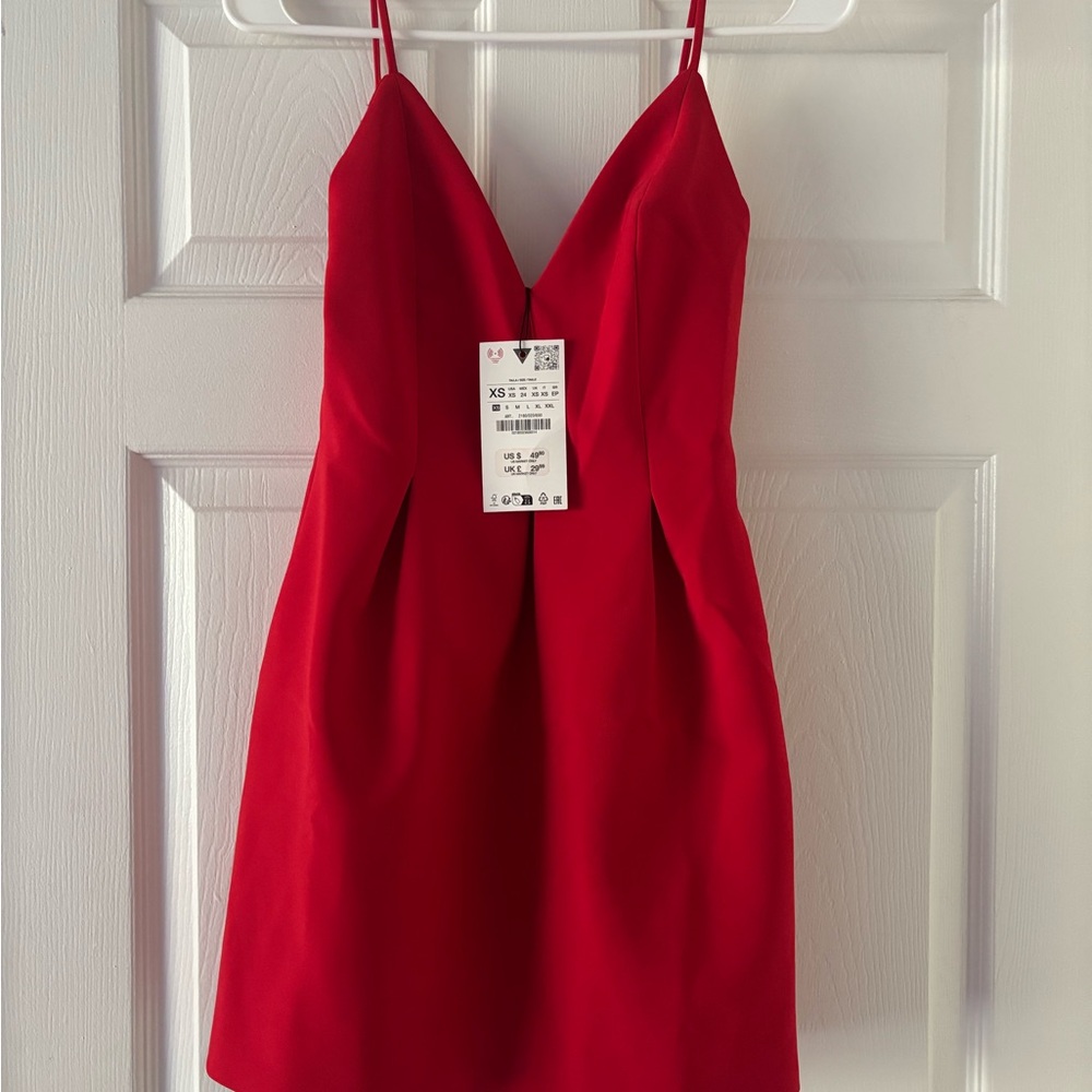 Zara Red Spaghetti Strap Mini Sundress - Picture 2 of 3